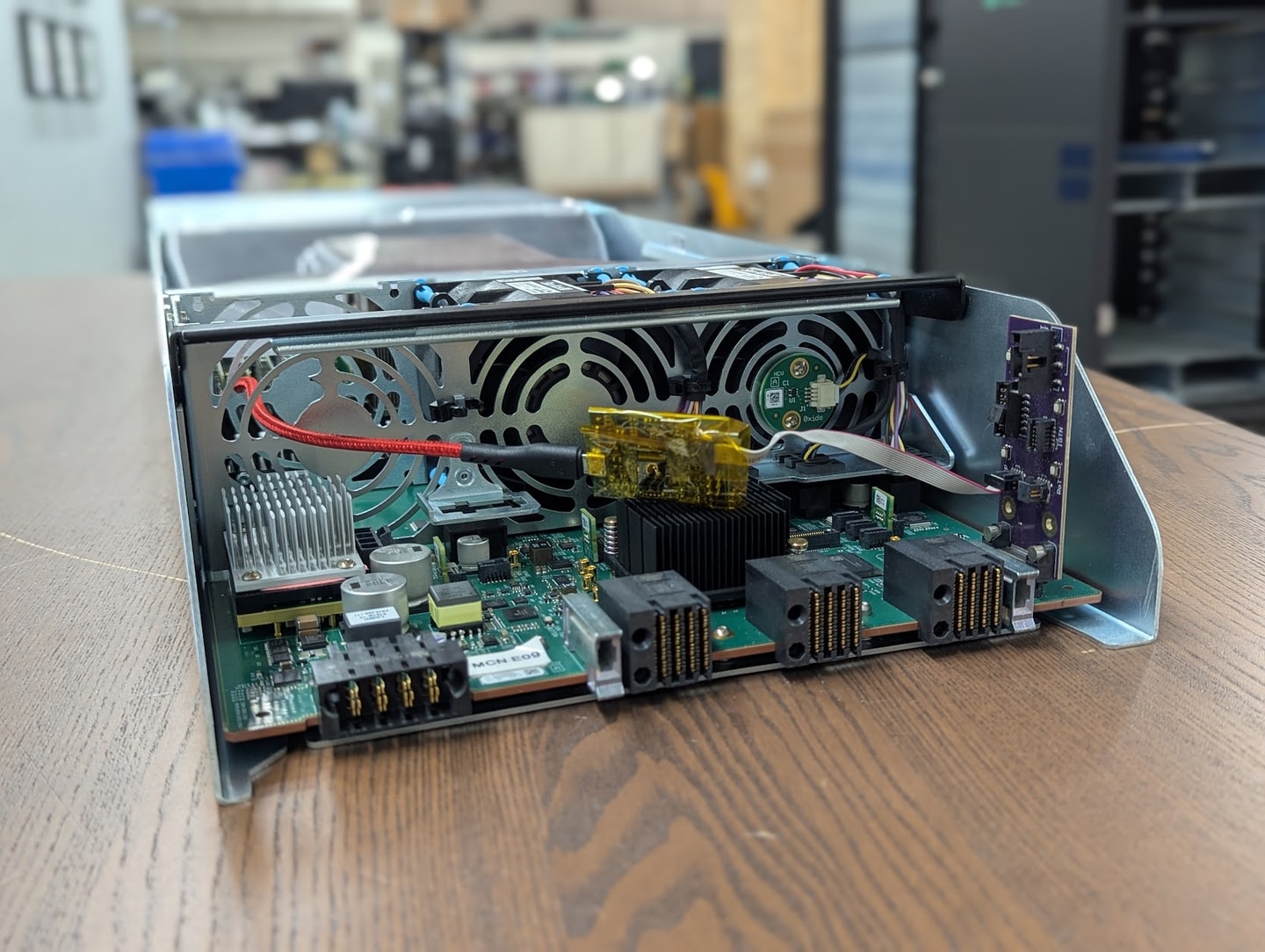 a Cosmo sled with a debug probe precariously placed